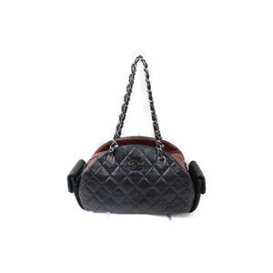 Chanel Chain Shoulder Bag Handed Lambskin Leather Black